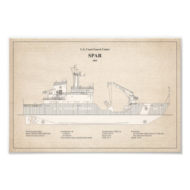 USCG Cutter Spar wlb-206 - SBD Fototryck (Framsidan)