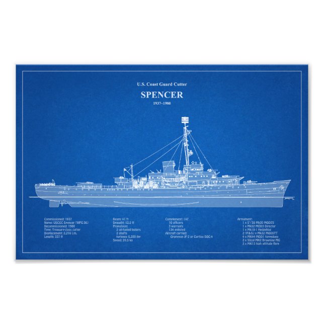 USCG Cutter Spencer wpg-36 - ABD Fototryck (Framsidan)