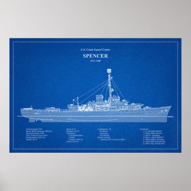 USCG Cutter Spencer wpg-36 - ABD Poster (Framsidan)