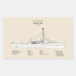 USCG Cutter Spencer wpg-36 - SBD Rektangulärt Klistermärke