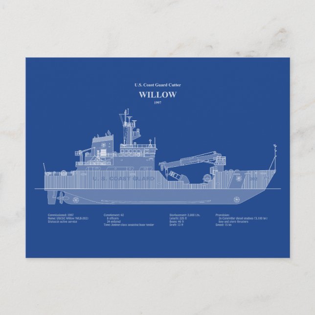 USCG Cutter Willow wlb-202 - ABD Vykort (Framsida)