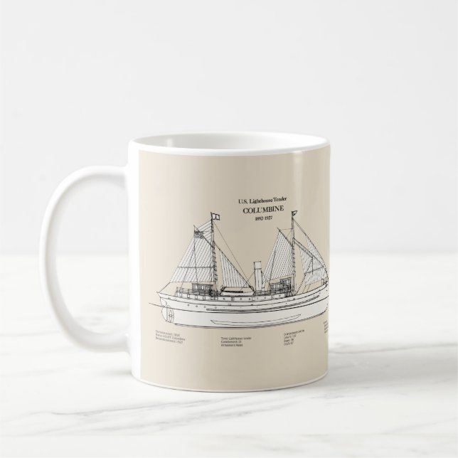 USCG Lighthouse Tender Columbine - SBD Kaffemugg (Vänster)