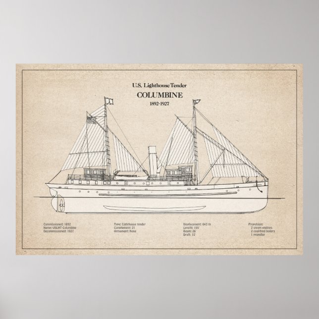 USCG Lighthouse Tender Columbine - SBD Poster (Framsidan)