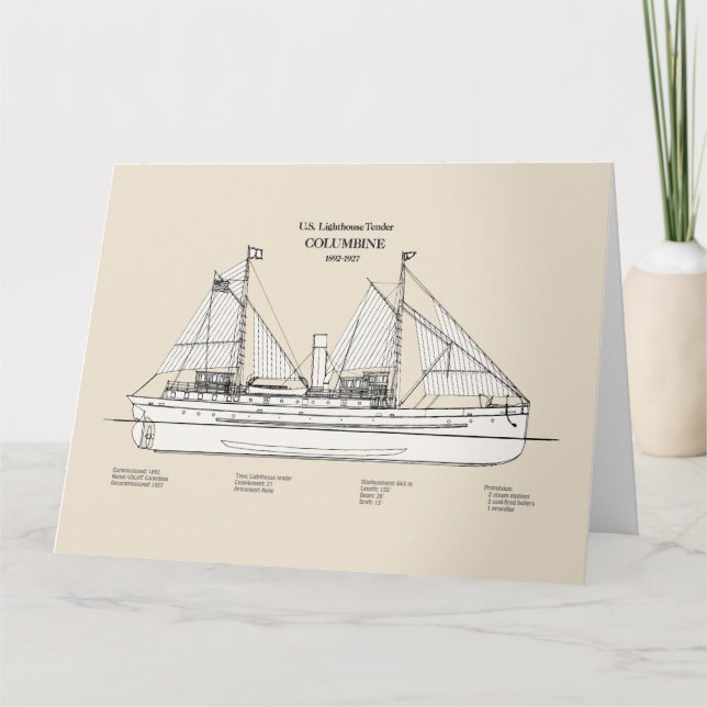 USCG Lighthouse Tender Columbine - SBD Tack Kort (Framsida)