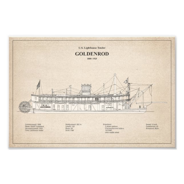 USCG Lighthouse Tender Goldenrod - SBD Fototryck (Framsidan)