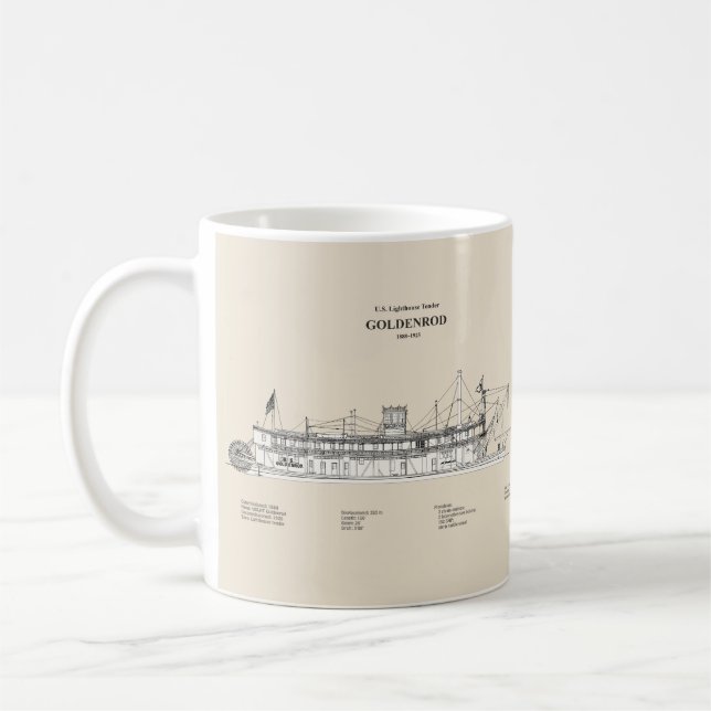 USCG Lighthouse Tender Goldenrod - SBD Kaffemugg (Vänster)