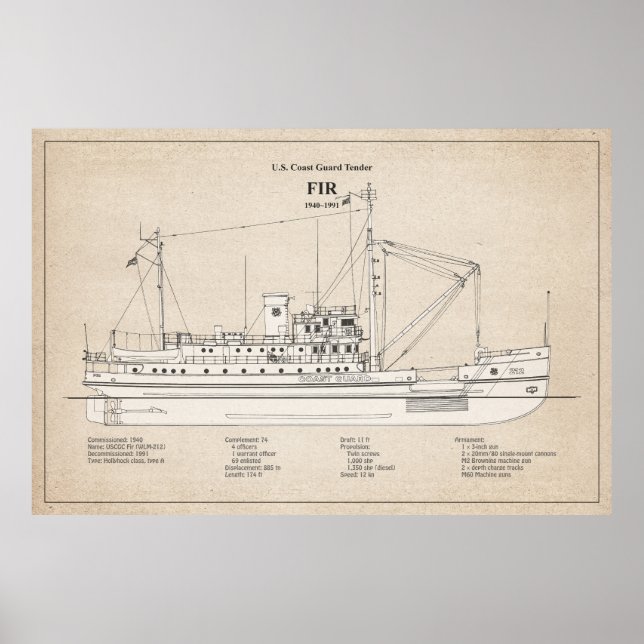 USCG Tender Fir wlm-212 - SBD Poster (Framsidan)