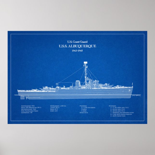 USCG USS Albuquerque PF-7 - ABD Poster (Framsidan)