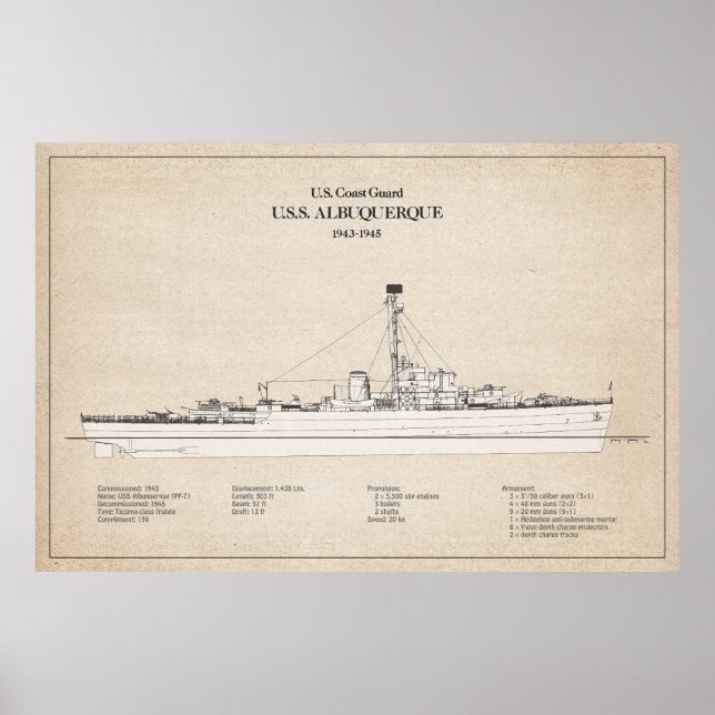 USCG USS Albuquerque PF-7 - SBD Poster (Framsidan)