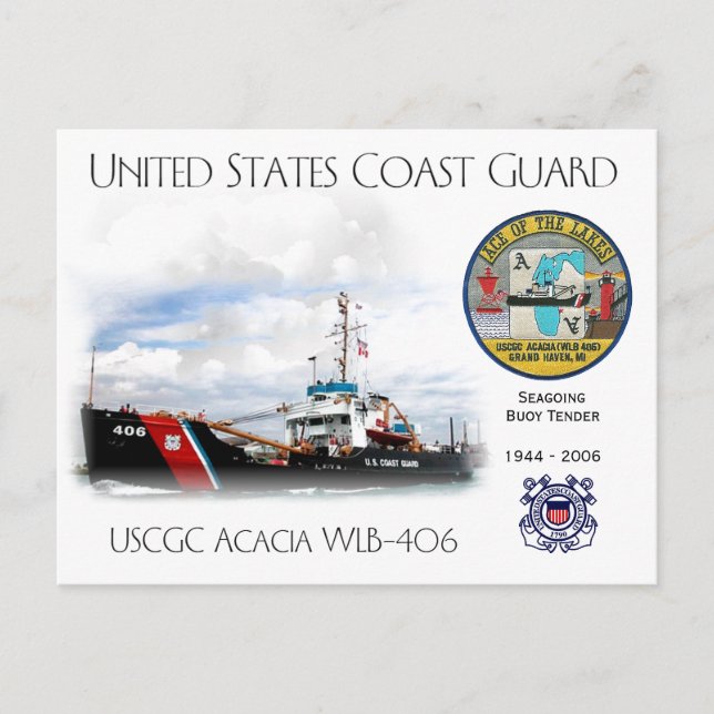 USCGC Acacia WLB-406 Buoy Tender Vykort (Framsida)