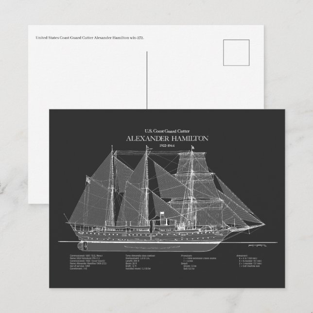 USCGC Alexander Hamilton wix-272 – USA Vykort (Fram/baksida)