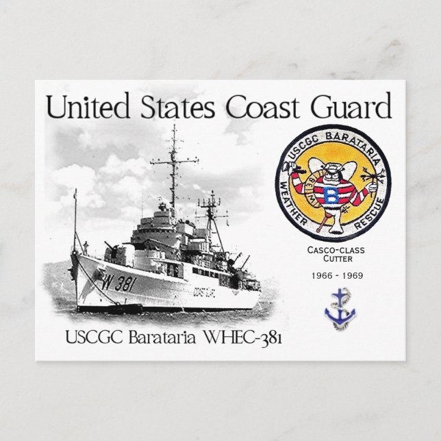 USCGC BARATARIA WHEC-381 CUTTER VYKORT (Framsida)