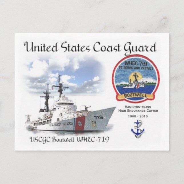 USCGC BOUTWELL WHEC-719 CUTTER VYKORT (Framsida)