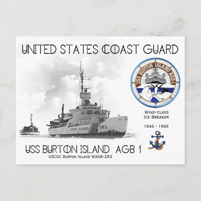 USCGC Burton Island WAGB-283 isbrytare Vykort (Framsida)