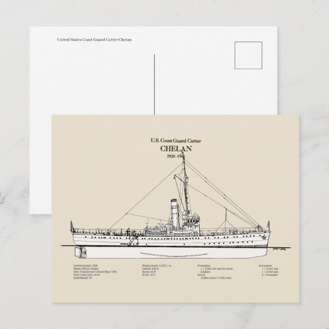 USCGC Chelan - SBD Vykort (Fram/baksida)