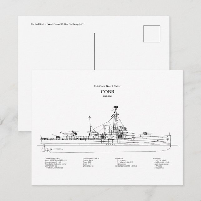 USCGC Cobb wpg-181 - BD Vykort (Fram/baksida)