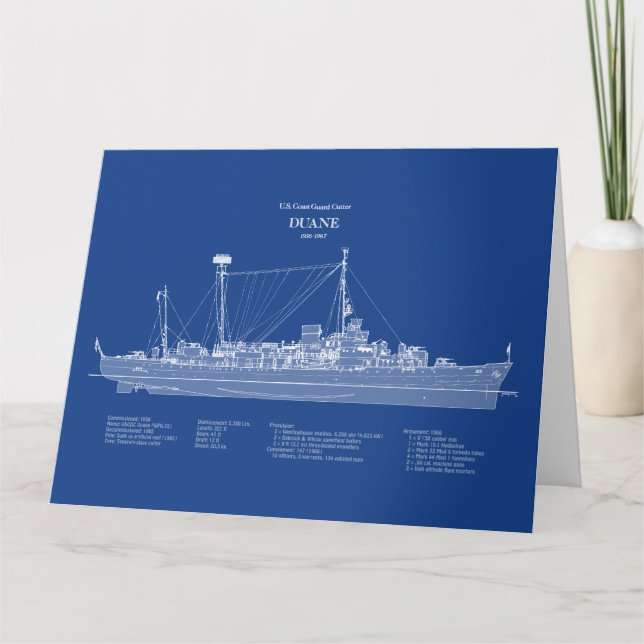 USCGC Duane wpg-33 - ABD Tack Kort (Framsida)