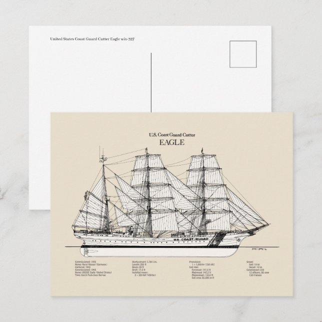 USCGC Eagle wix-327 - SBD Vykort (Fram/baksida)