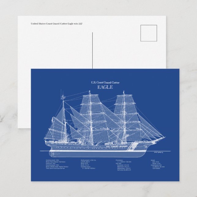 USCGC Eagle wix-327 – USA Vykort (Fram/baksida)