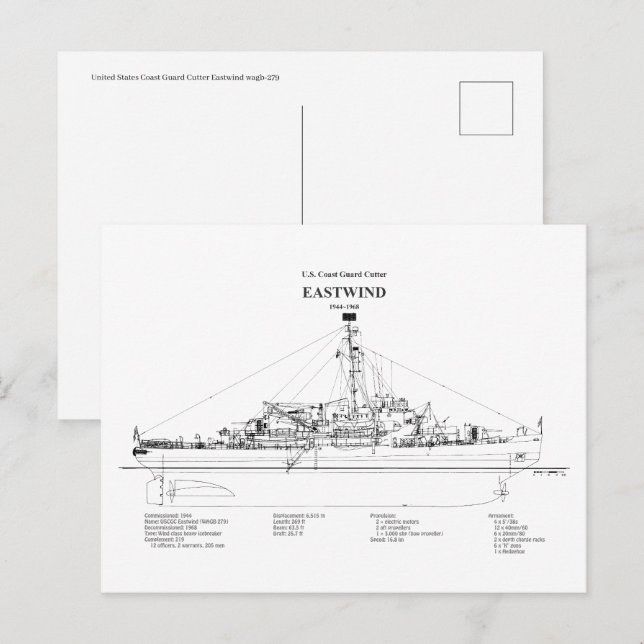 USCGC Eastwind wagb-279 - BD Vykort (Fram/baksida)