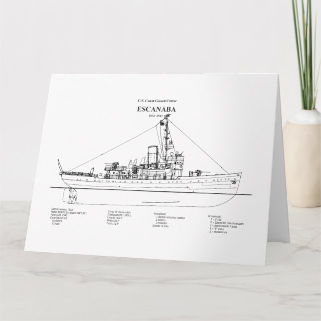 USCGC Escanaba wpc-77 - BD Tack Kort (Framsida)