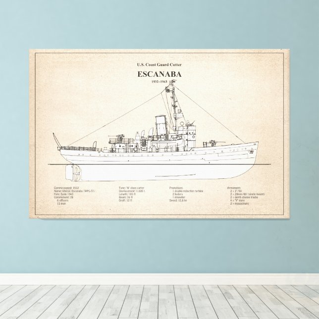 USCGC Escanaba wpc-77 - SBD Canvastryck (Insitu (trägolv))