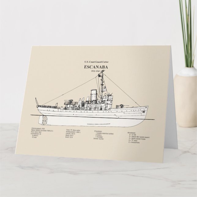 USCGC Escanaba wpc-77 - SBD Tack Kort (Framsida)