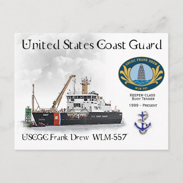 USCGC Frank Drew WLM-557 Buoy Tender Vykort (Framsida)
