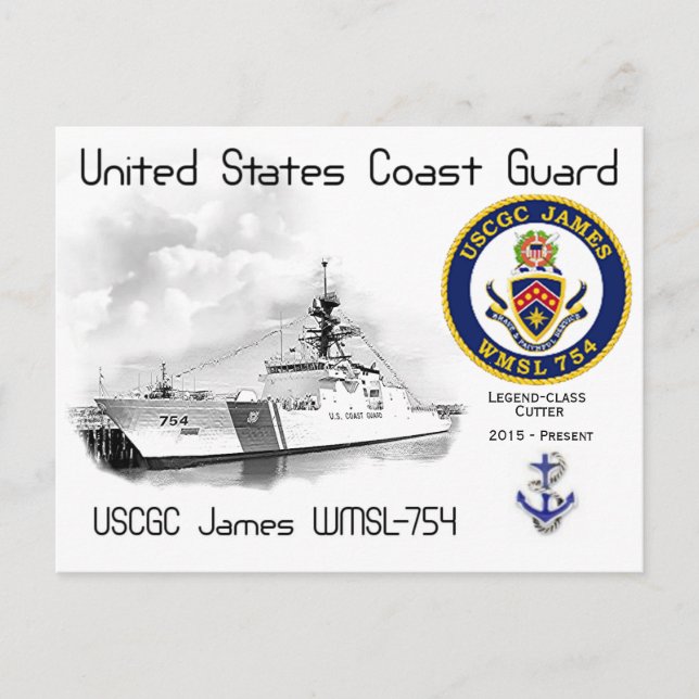 USCGC JAMES WMSL-754 CUTTER VYKORT (Framsida)