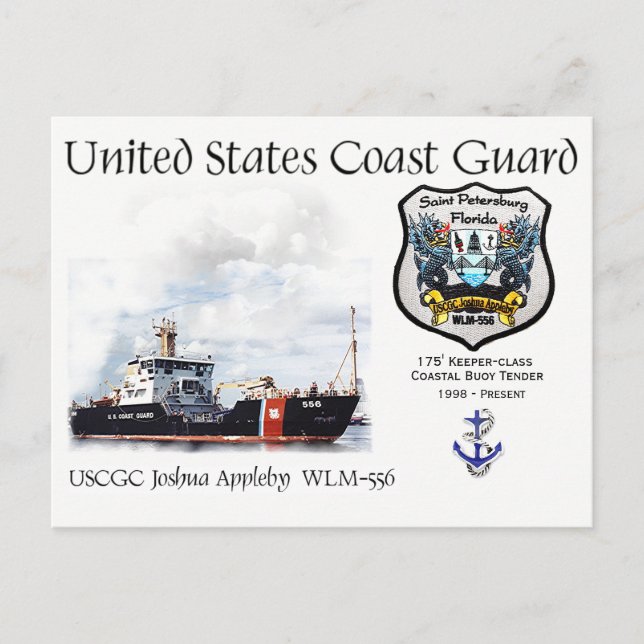 USCGC Joshua Appleby WLM-556 Buoy Tender för kusto Vykort (Framsida)