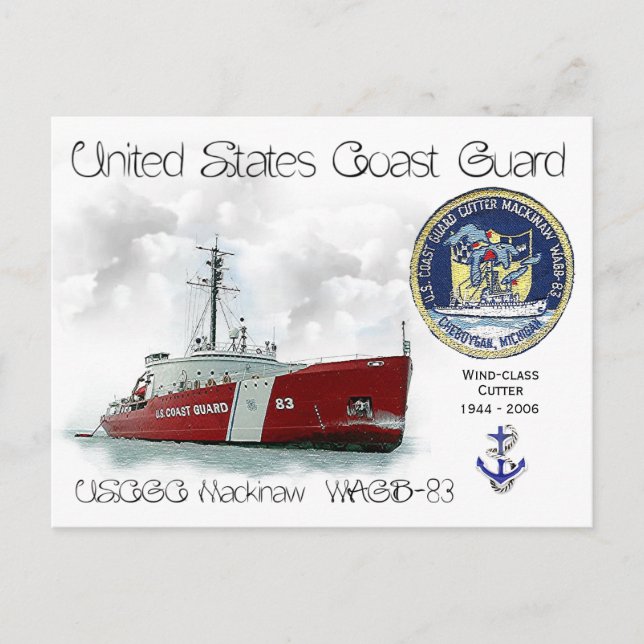 USCGC MACKINAW WAGB-83 ICEBREAKER - POSTCARD VYKORT (Framsida)