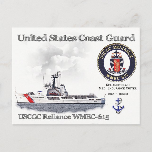 USCGC Reliance WMEC-615 Cutter Vykort (Framsida)