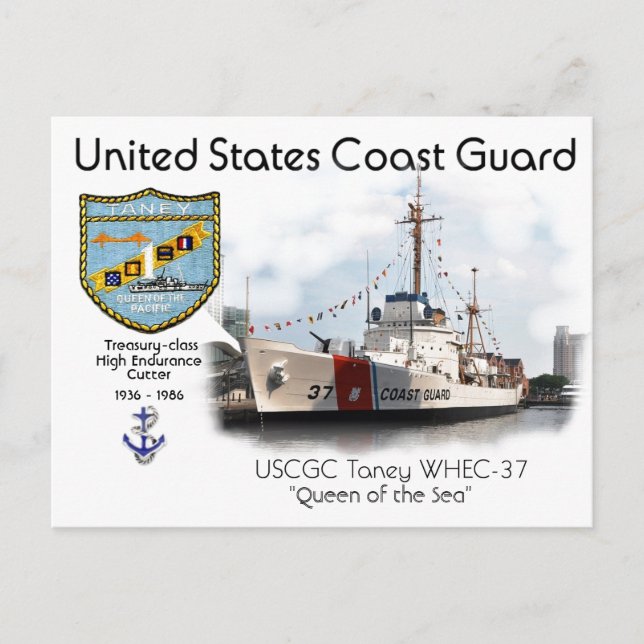 USCGC Taney WHEC-37 High Endurance Cutter Vykort (Framsida)