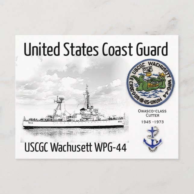 USCGC WACHUSETT WPG-44 CUTTER VYKORT (Framsida)