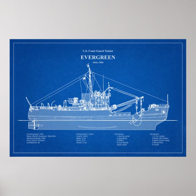 USCGT Evergreen wlb-295 - ABD Poster (Framsidan)