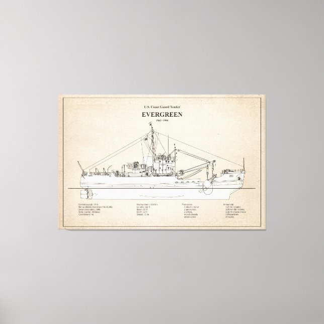 USCGT Evergreen wlb-295 - SBD Canvastryck (Framsida)