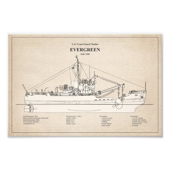 USCGT Evergreen wlb-295 - SBD Fototryck (Framsidan)