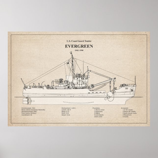 USCGT Evergreen wlb-295 - SBD Poster (Framsidan)