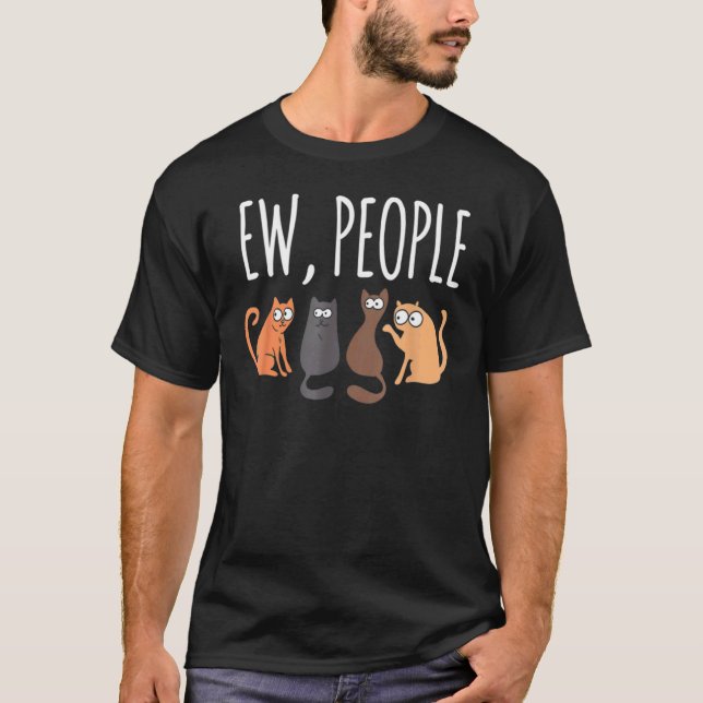 Usch Människor Katt Katter Mjao Kisse   Hatar Männ T Shirt (Framsida)