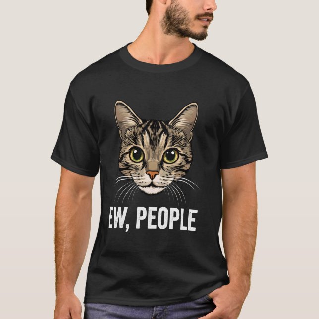 Usch Människor Katt Roligt Introvert T Shirt (Framsida)