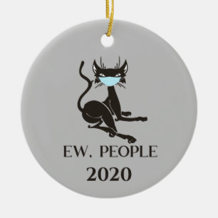 Usch Människor Katt Som Bär Andningsmask 2020 Julgransprydnad Keramik