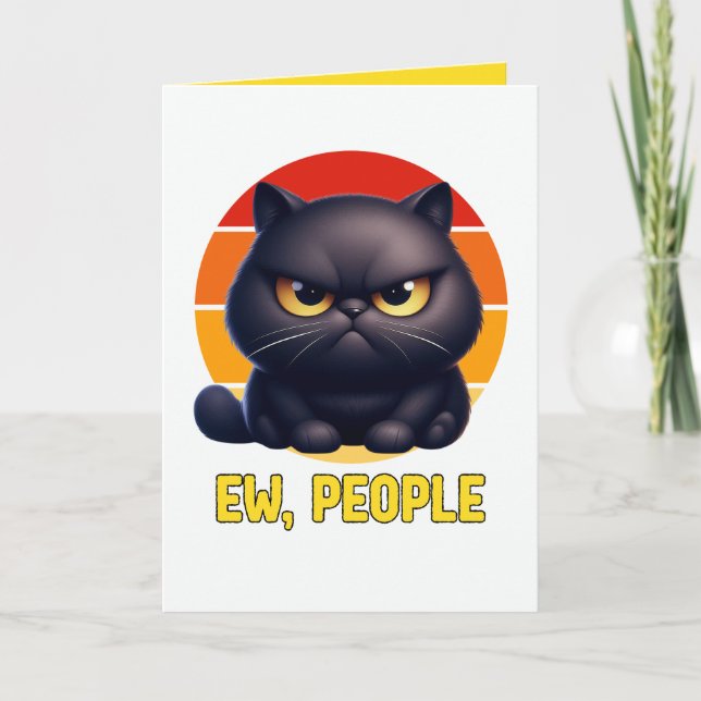 Usch Människor Roligt Introvert Svart Katt Sarksat Kort (Framsida)