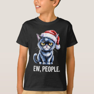 Usch Människor Svart Katt Jul Roligt Introvert Hol T Shirt