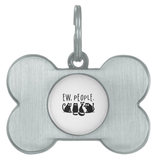 Uscha människor roliga mjauande svarta katter  ID-bricka husdjur (Framsidan)