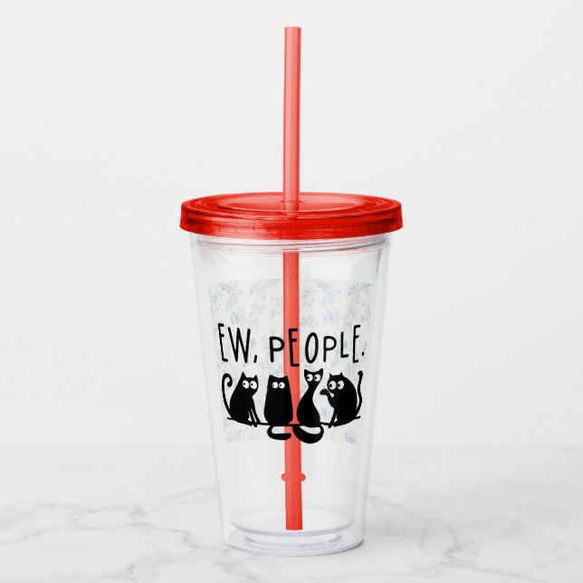 Uscha människor roliga mjauande svarta katter take away mugg (Framsida)