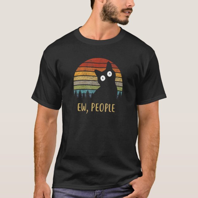 Uscha människor Svart katt T Shirt (Framsida)