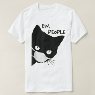 Uscha människor svart kattdesign med mask t shirt