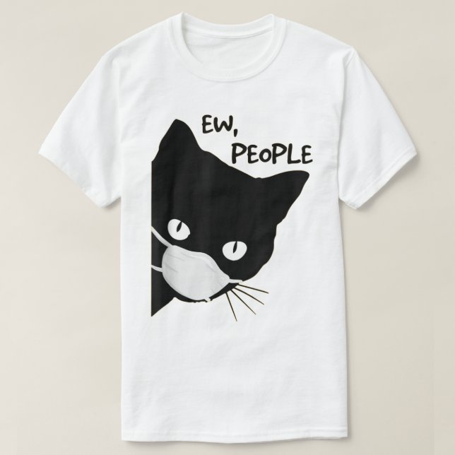 Uscha människor svart kattdesign med mask t shirt (Design framsida)