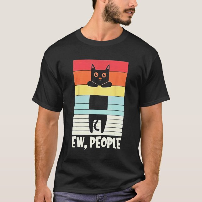 Uscha människor vintage svart katt t shirt (Framsida)