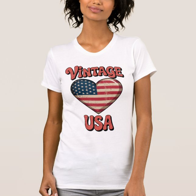 usd vintage hjärta dam t-shirts (Framsida)